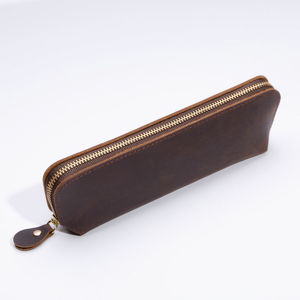 Wholesale Retro Fashion Genuine Leather Creative Pencil Case